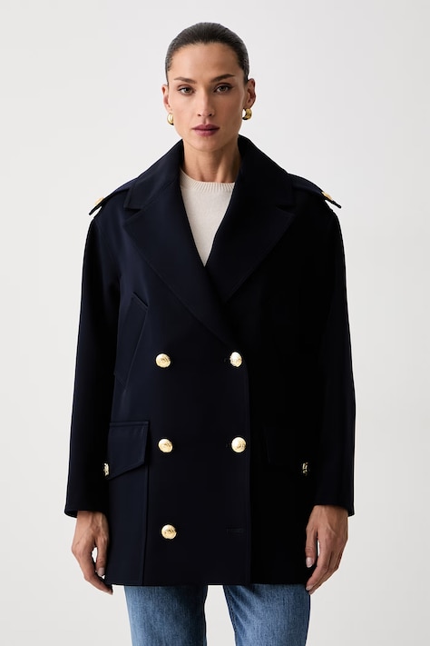 Elisabetta Franchi elegancki płaszcz damski granatowy CP00766E2