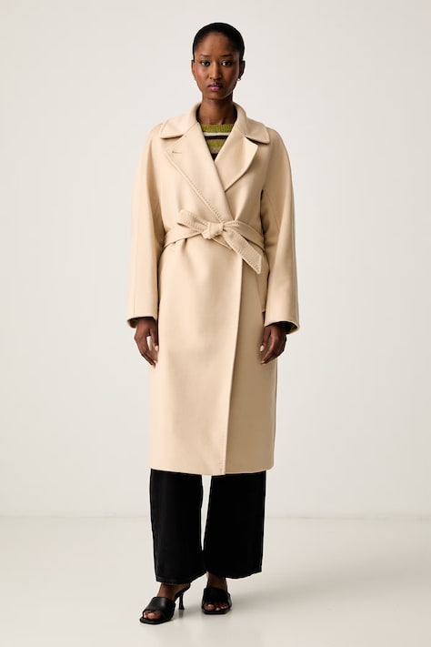 Weekend Max Mara пальто для женщин из шерсти WKDRESINA бежевое 2625016021600