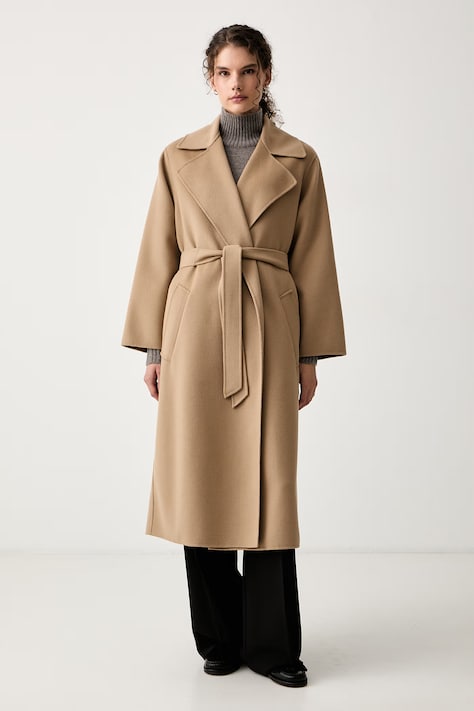 Weekend Max Mara Płaszcz damski wełniany WKDOPEROSO beżowy 2625016011600