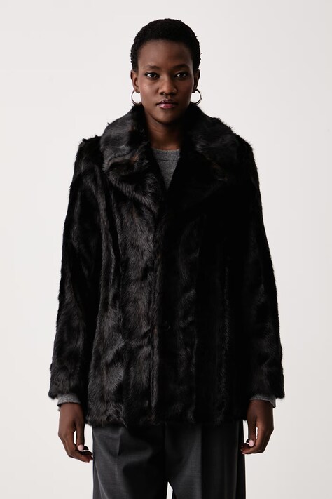 Zadig&Voltaire Płaszcz ze sztucznego futra damski FLEUR czarny WWCO01266