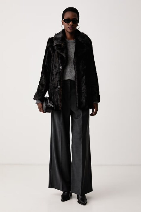 Zadig&Voltaire Płaszcz ze sztucznego futra damski FLEUR czarny WWCO01266
