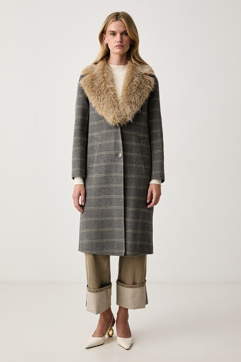 Twinset Plášť dámsky s vlnou sivý 262TP2220