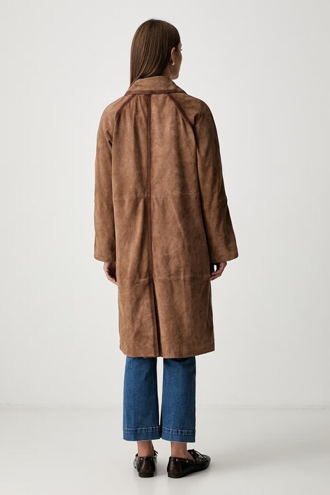 Pedro del Hierro пальто жіноче замшеве — AW26-KPDZYL, коричневий — фото 3