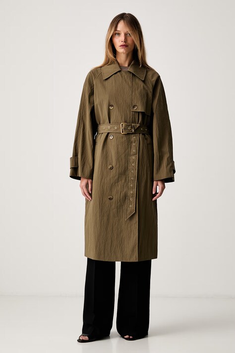MICHAEL Michael Kors trencz damski z bawełną zielony MS620FLKMY