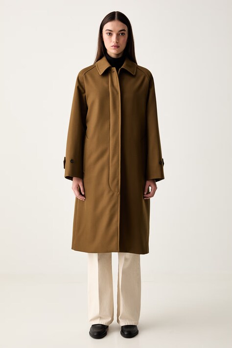 A.P.C. płaszcz damski z wełną mac colette zielony PSANG.F01573
