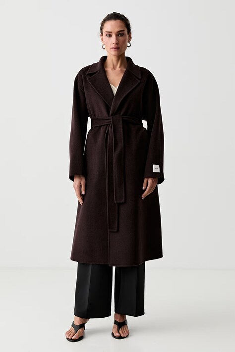 Calvin Klein kabát dámsky s vlnou hnedý LV044G509G