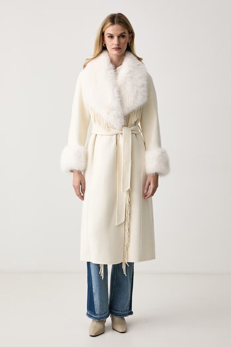 Marciano by Guess Płaszcz damski z wełną NEW LILIANA beżowy G6BL04 W4335