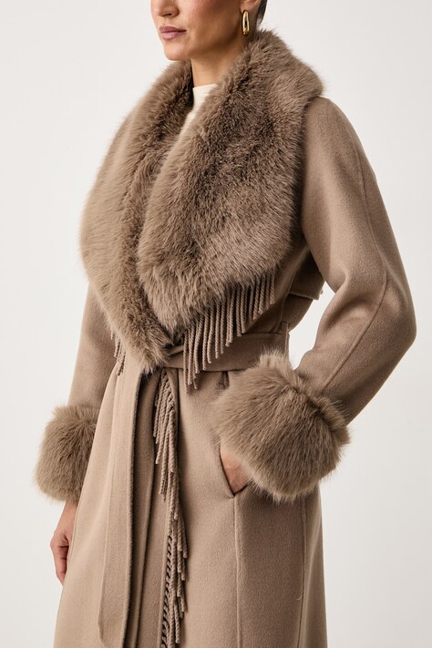 Marciano by Guess Płaszcz damski z wełną NEW LILIANA beżowy G6BL04 W4335