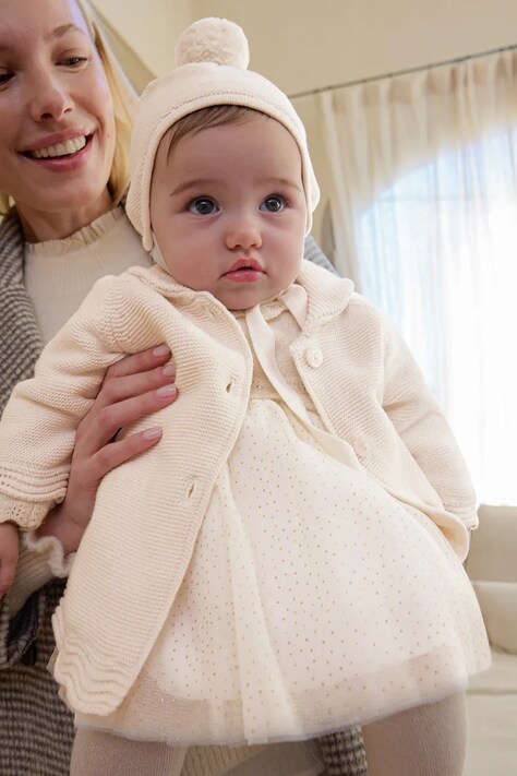 Mayoral Newborn Kaput za bebe s pamukom bež 2403