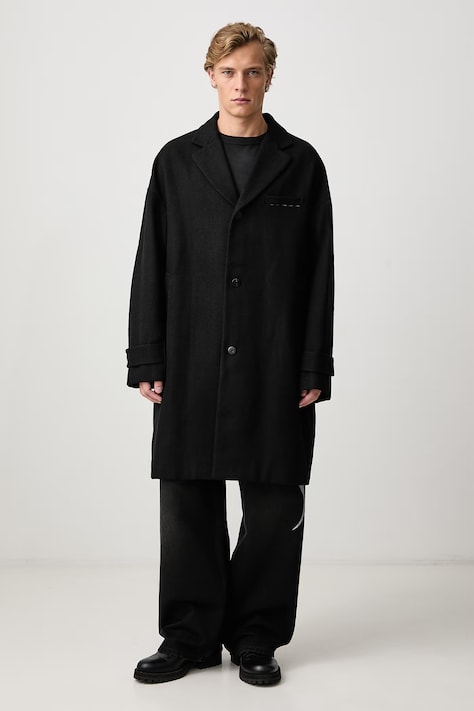 Visvim Płaszcz z wełną męski czarny 125205013012