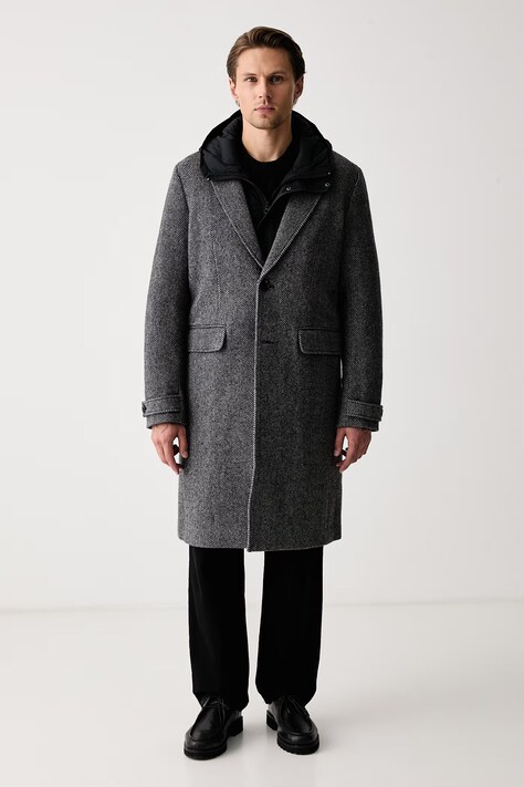 rag & bone Płaszcz męski z wełną Stockton szary RV6O26F0MWO