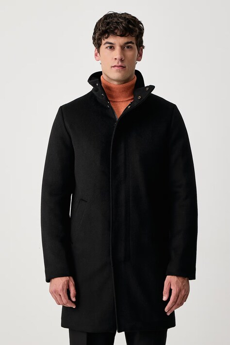 Guess Płaszcz męski z dodatkiem wełny czarny M6BL31 W4143