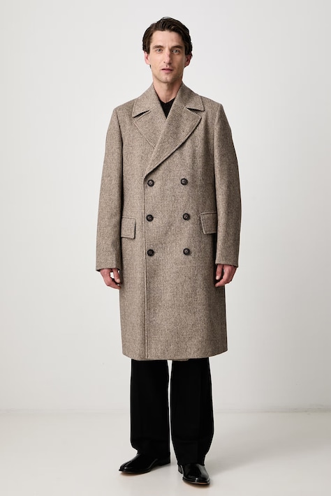 BOSS Kabát pánský s vlnou C-Jared-DB-264 hnědý 50571850