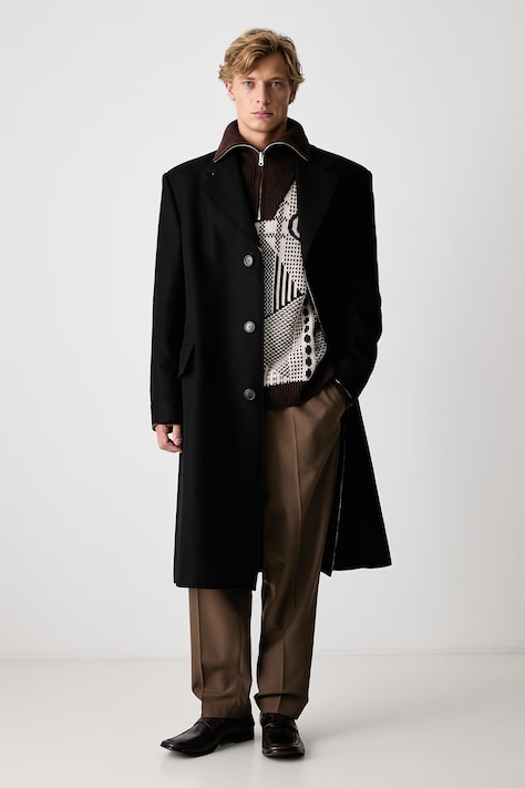 MM6 Maison Margiela Płaszcz z wełną męski czarny SH0AA0027-S52207