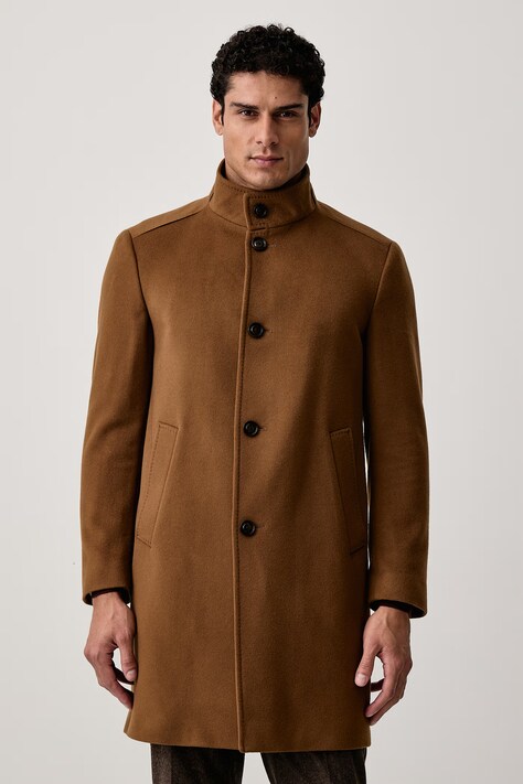 Joop! Płaszcz męski z wełną brązowy 30106344