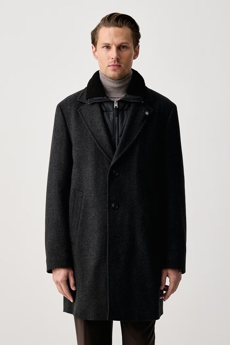 Joop! Płaszcz męski z wełną szary 30106336