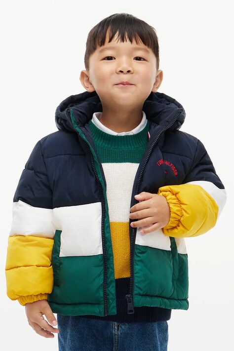 Tommy Hilfiger Kurtka puchowa dziecięca granatowa KS0KS00811