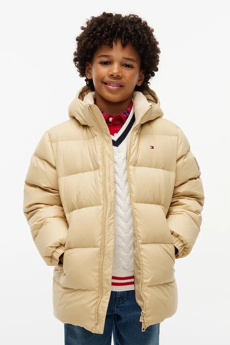 Tommy Hilfiger Kurtka puchowa dziecięca żółta KS0KS00761