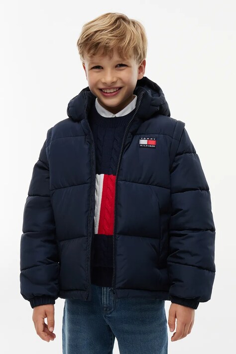 Tommy Hilfiger Kurtka pikowana dziecięca granatowa KS0KS00760
