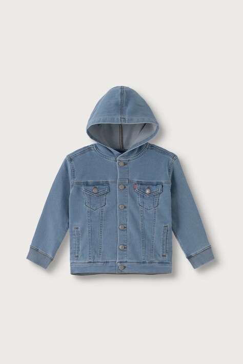 Levi's Krátka bunda detská s bavlnou INDIGO TRUCKER modrá 8ER731