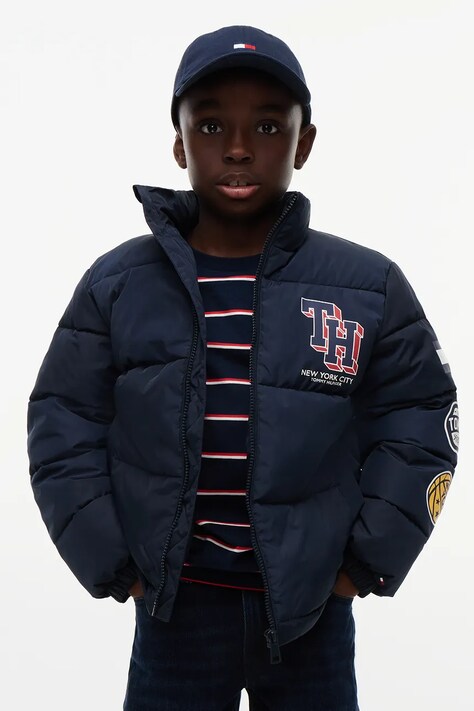Tommy Hilfiger Kurtka puchowa dziecięca granatowa KB0KB10616
