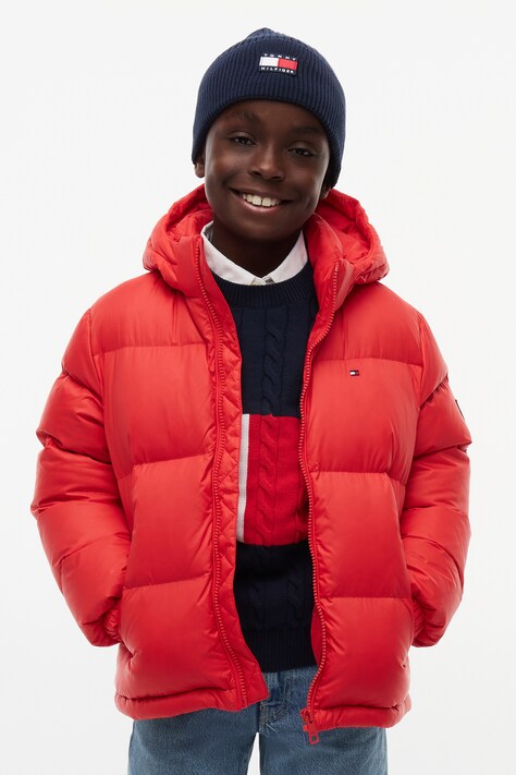 Tommy Hilfiger Kurtka puchowa dziecięca czerwona KB0KB10091