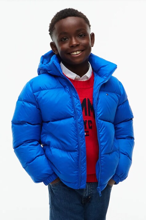 Tommy Hilfiger Kurtka puchowa dziecięca niebieska KB0KB10091