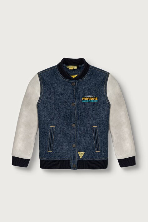 Guess bunda bomber detská s bavlnou GJ X MINIONS modrá N6YL07 D2274