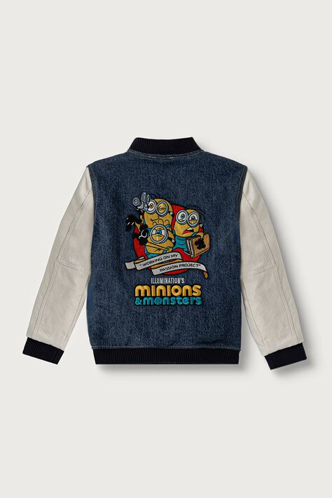 Guess куртка-бомбер дитяча з бавовною GJ X MINIONS — AW26-KUBZYZ, блакитний — фото 2