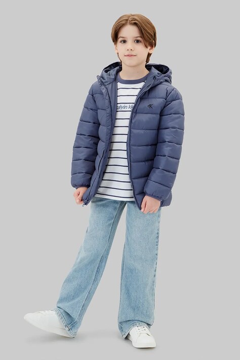 Calvin Klein Jeans kurtka pikowana dziecięca fioletowa LVCKTJM15B