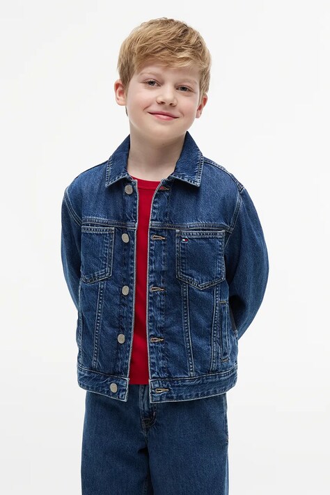 Tommy Hilfiger kurtka jeansowa dziecięca niebieska KS0KS00753