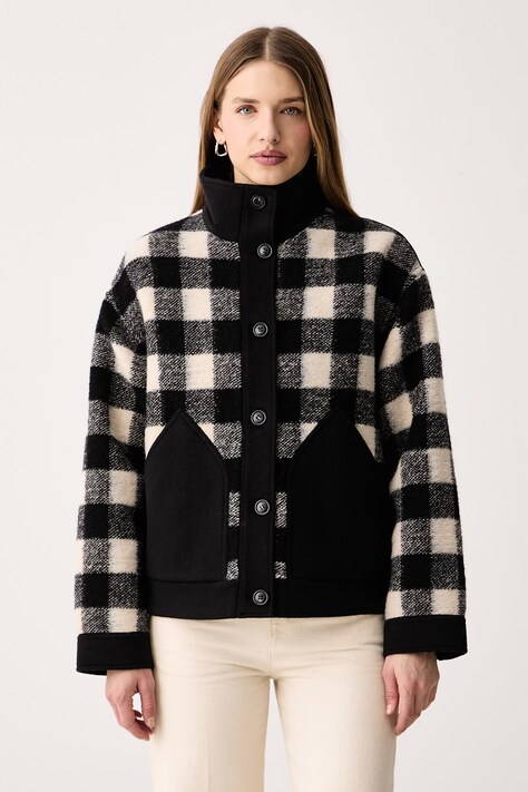 Woolrich CFWWOS2029FRUT5488 kurtka przejściowa damska z wełną beżowa Gentry