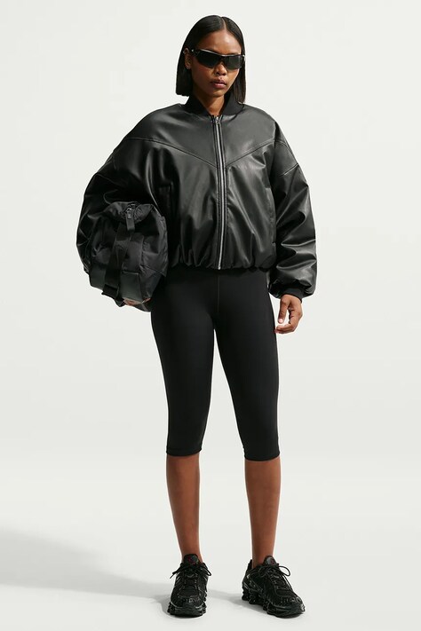 Nike Sportswear Bomberka damska z imitacji skóry Therma-FIT czarna IF5903.010