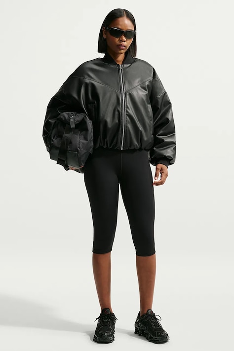 Nike Sportswear Bomberka damska z imitacji skóry Therma-FIT czarna IF5903.010