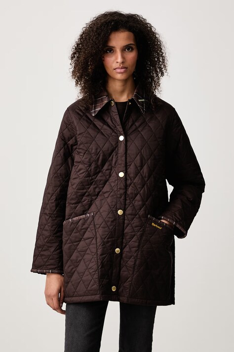 Barbour Icons Tartan kurtka pikowana damska brązowa LQU1936BR92