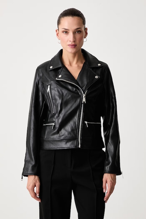 DKNY Ramoneska damska z imitacji skóry czarna DLEMPT70