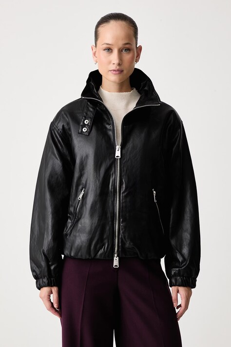 DKNY Kurtka damska z imitacji skóry czarna DLEMPZ35