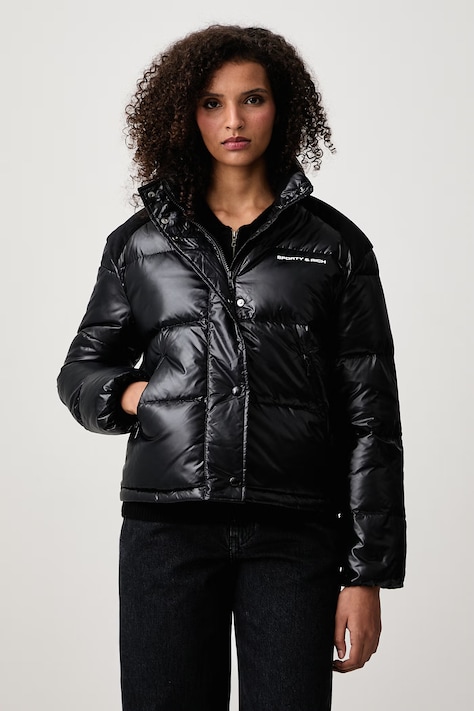 Sporty & Rich Bold Logo Mountain kurtka puchowa damska czarna OW06182315BA04