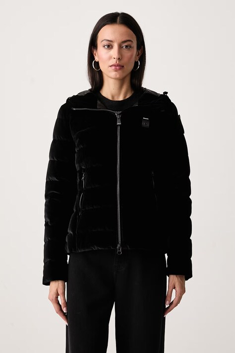 Blauer Kurtka puchowa damska welurowa czarna BLDC03363