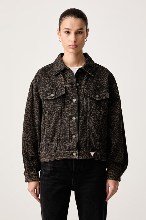 Guess Jeans Džínová bunda dámská džínová hnědá W6BN56 D2318