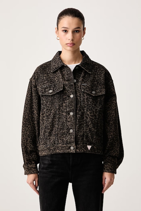Guess Jeans Džínová bunda dámská džínová hnědá W6BN56 D2318