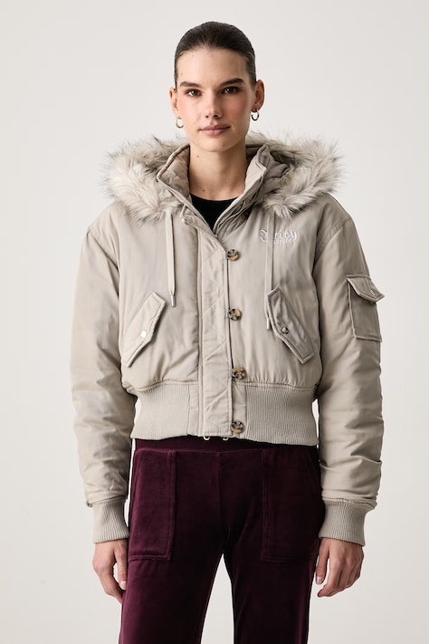Juicy Couture Bunda dámska CAMILLE REBELLE NYLON béžová JCOIJ226553