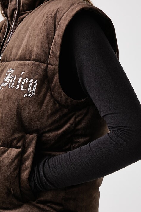 Juicy Couture Prošivena jakna za žene MARGO DIAMANTE CONVERTIBLE GILET smeđa JCOGL226552