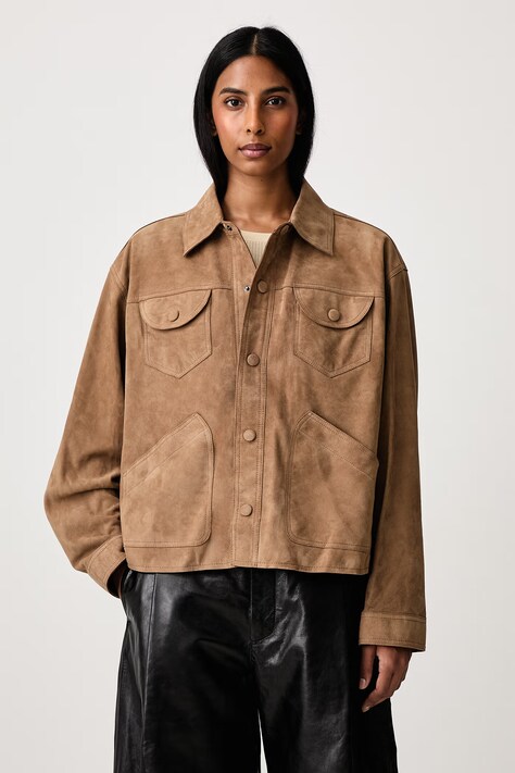 Frame THE SUEDE UTILITY JACKET kratka jakna za žene od kože smeđa WE26LJA003