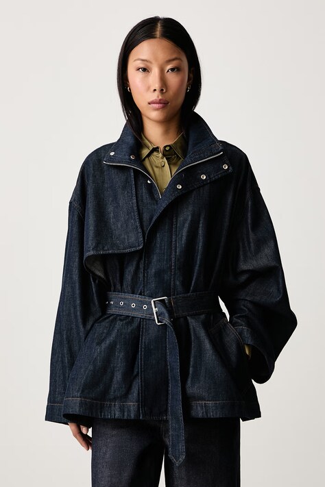 Frame THE DENIM SHORT FIELD TRENCH short trench coat Women's with wool navy 8057226