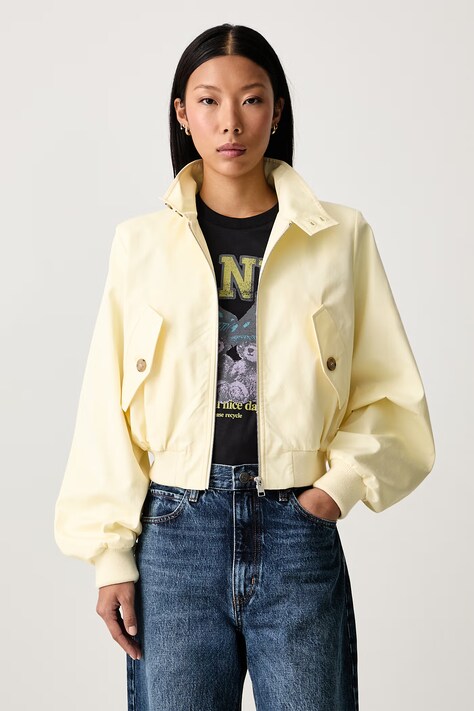 Frame THE HARRINGTON JACKET jachetă scurtă pentru femei cu mătase galbenă WE26WJA006