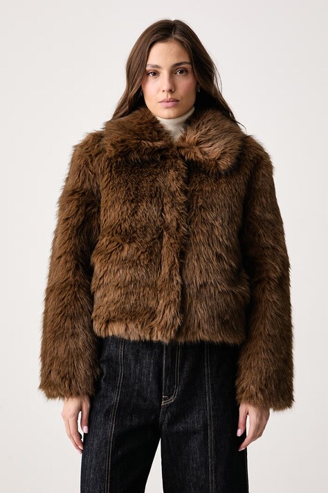 Levi's Jakna za žene od imitacije krzna LANEY FAUX FUR smeđa 006S3