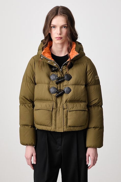 GANNI Future Nylon Quilt Mini Puffer kurtka puchowa damska zielona A1010231