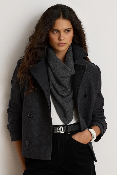 Lauren Ralph Lauren Krótki płaszcz damski z wełną szary 297P04149