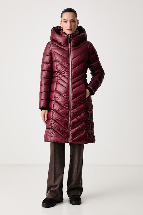 DKNY Długa kurtka damska bordowa DLEMPW58